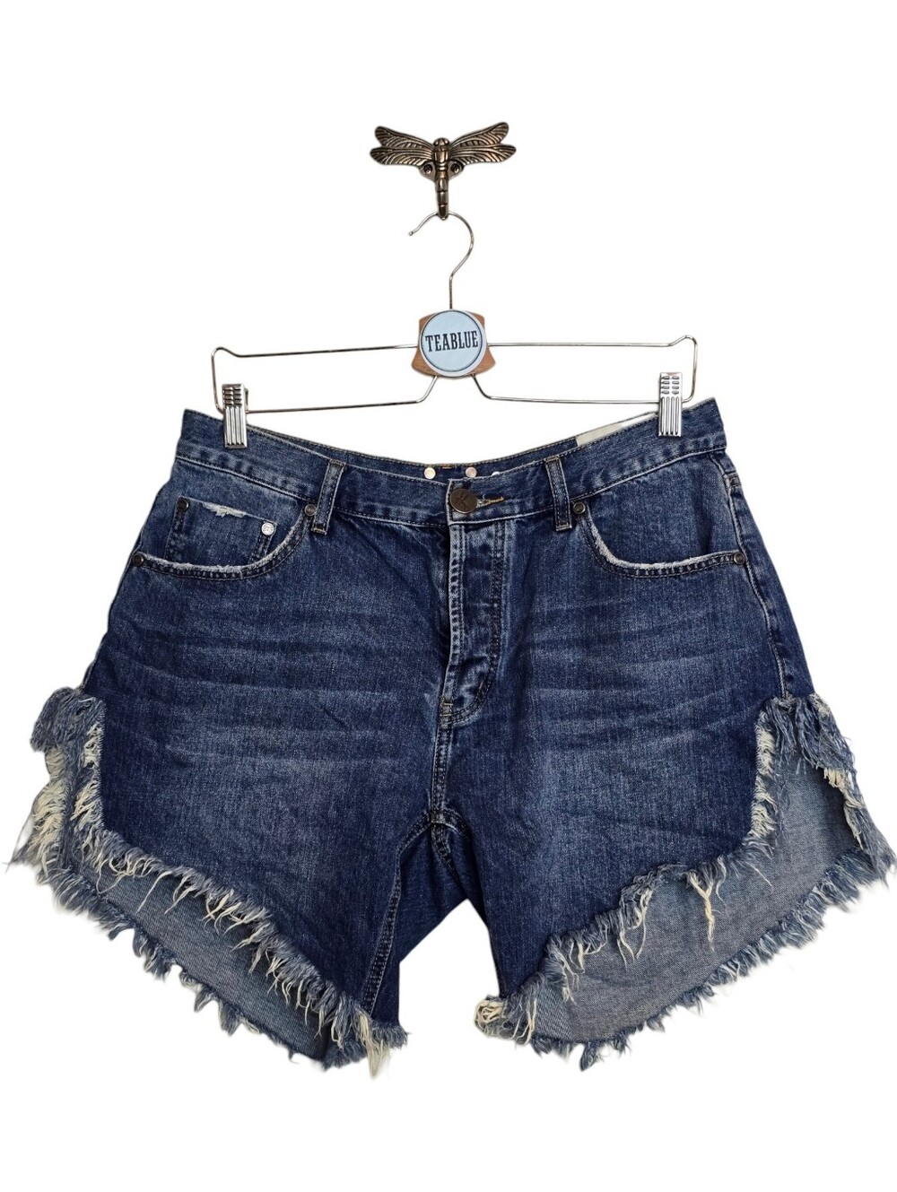 One Teaspoon Pacifica Studded Frankies Long Length Denim Jean Shorts 29 - Picture 2 of 16